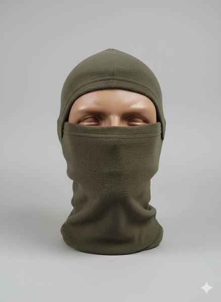 Балаклава чоловіча тактична підшоломник флісова хакі олива, флісова шапка підшоломник BL350981 фото