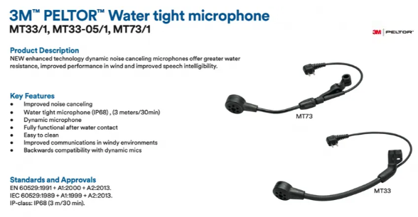 Гнучкий мікрофон MT33-05/1 3M™ PELTOR™ 180мм кабель, вкл. захист від вітру 7100112095 фото